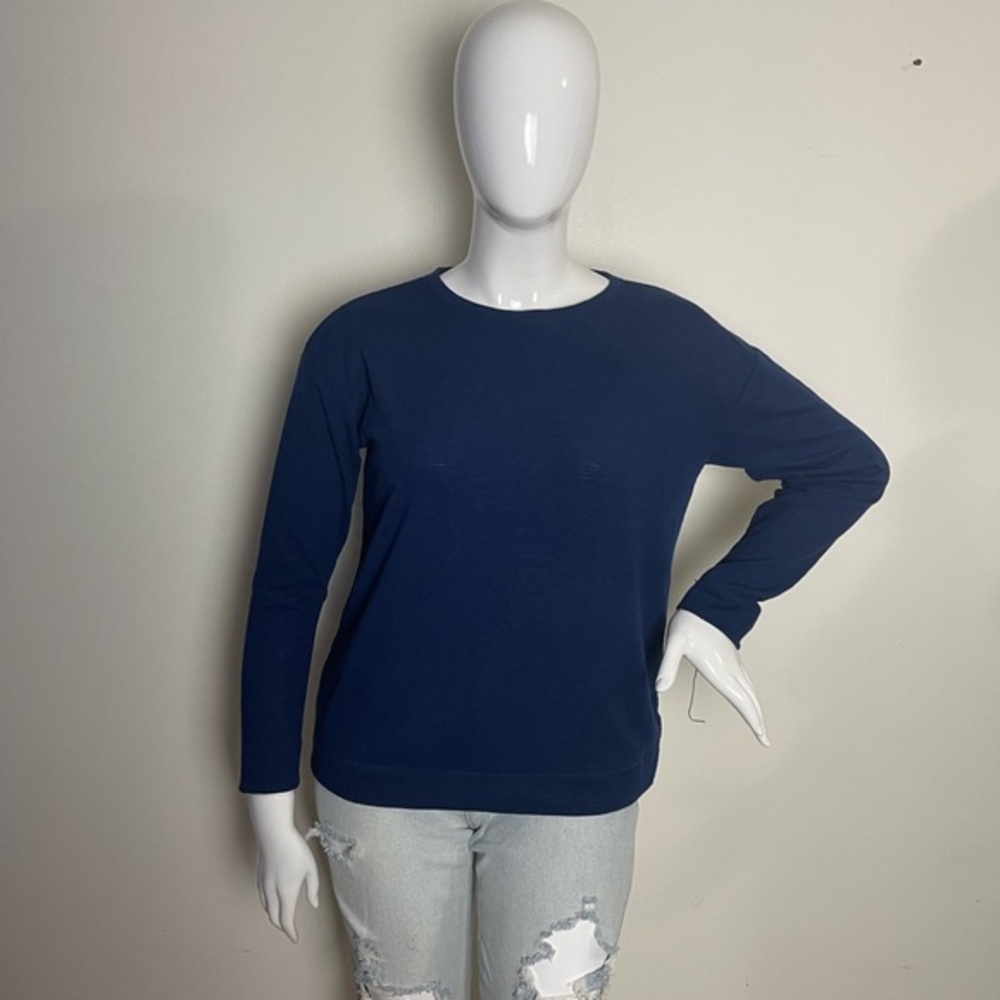 ⭐️Liz Claiborne Womens Crew Neck Long‎ Sleeve Pullover Sweater size M navy